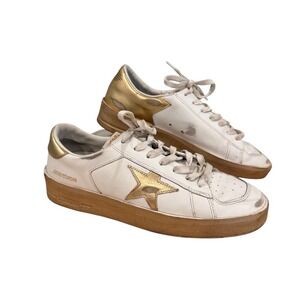 Golden Goose Stardan White Gold Leather Star Low Top Sneakers EU 41 W 9.5/10